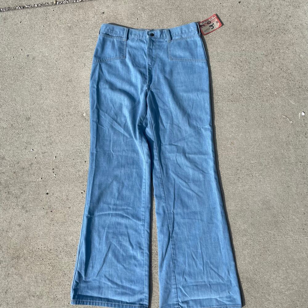 Vintage Tobias Flare Jeans Light Wash Wide Leg Bell Bottom Talon 42 Zipper 34x34